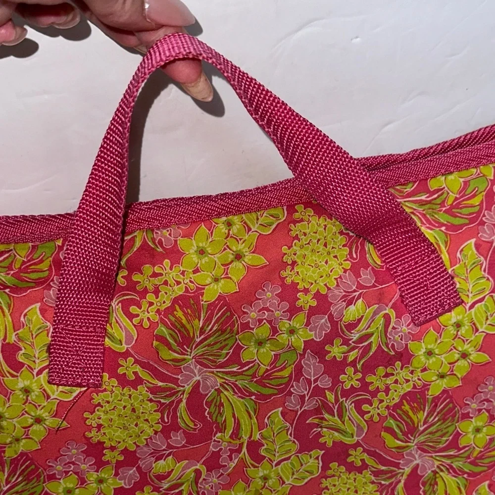 Lilly Pulitzer laptop tote bag Floral Pink and Green